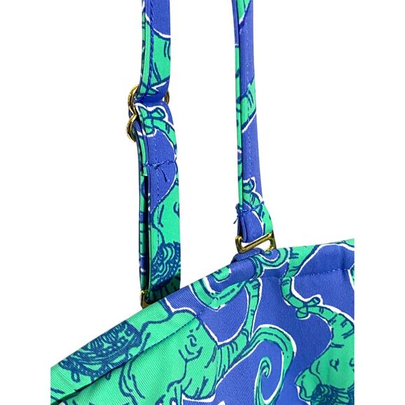 Lilly Pulitzer Loopy Elephant Print Twist Swim Bikini Top Keene Bandeau Womens L - Picture 3 of 6